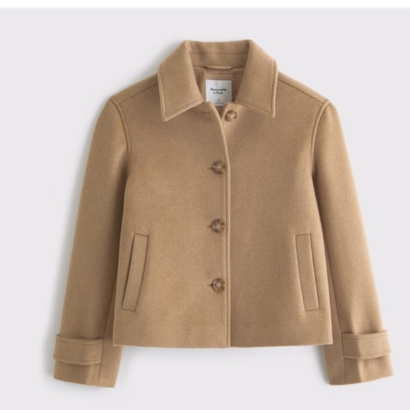 Abercrombie & Fitch EUC Dark Coffee Cropped Wool-Blend Coat XXS - Picture 4 of 16